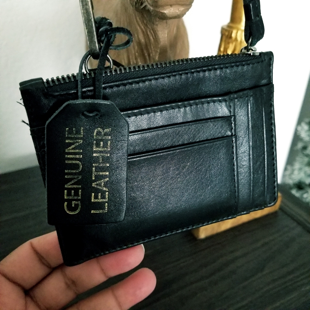 Boutique Genuine Black Leather Slim Card Holder Wristlet Boutique Genuine Black Leather Slim Card Holder Wristlet